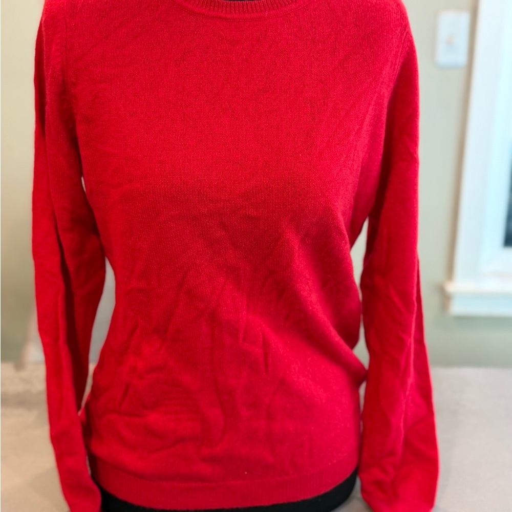 Charter Club Vibrant Red Cashmere Crew Neck Sweater